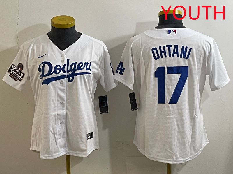 Youth Los Angeles Dodgers #17 Ohtani White Game 2025 Nike MLB Jersey style 3181